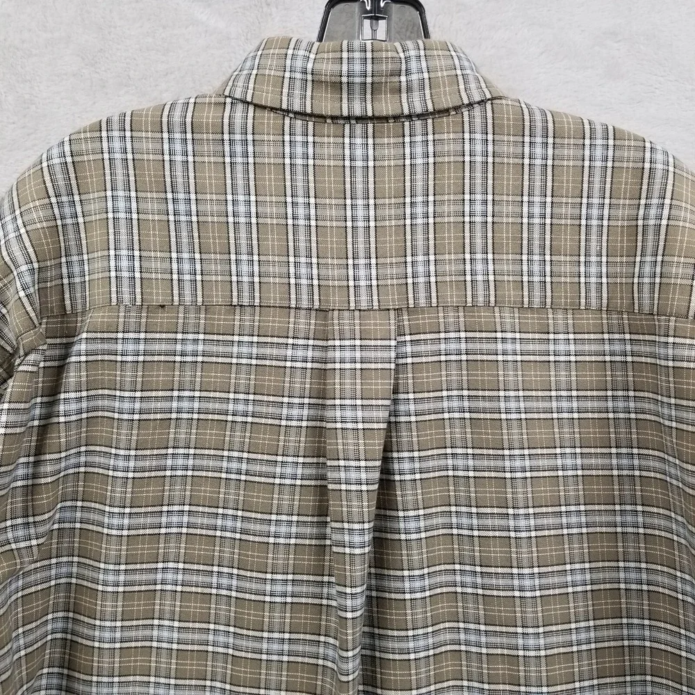 Banana Republic Shirt Men L Brown‎ Plaid Cotton Oxford Long Sleeve Dress Pocket